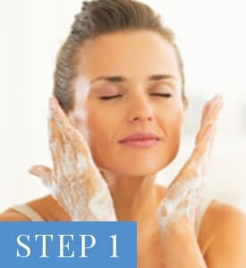 Clean and dry the skin.